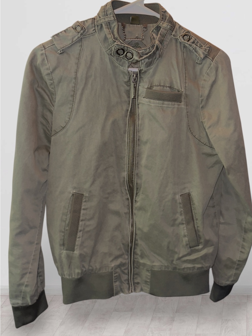 🌺Jou Jou Olive Green Military-Style Bomber Jacket